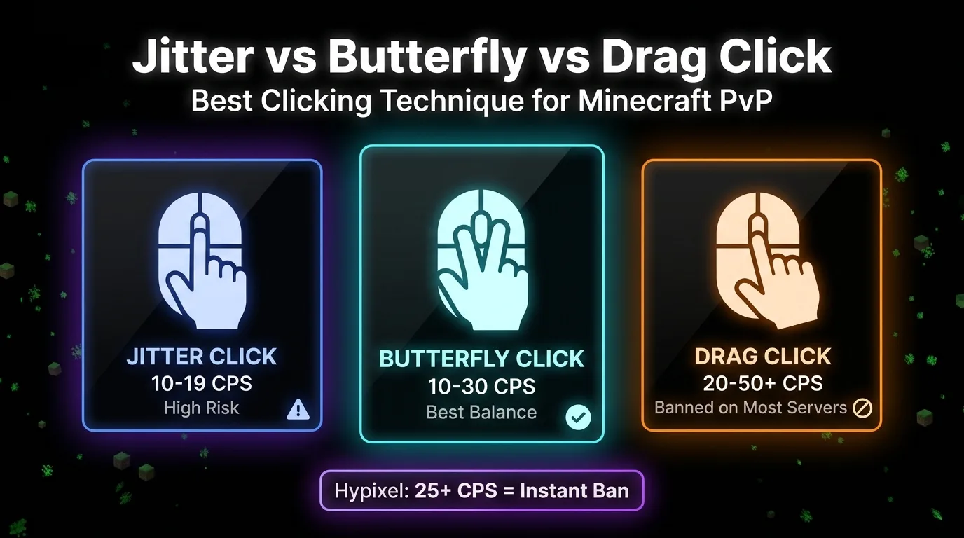 Jitter Click vs Butterfly Click vs Drag Click: Best for Minecraft PvP